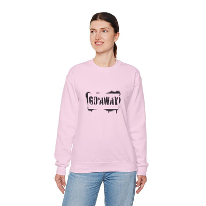 Crewneck Sweatshirt - 'Go Away' Stencil Graphic Cozy Pullover