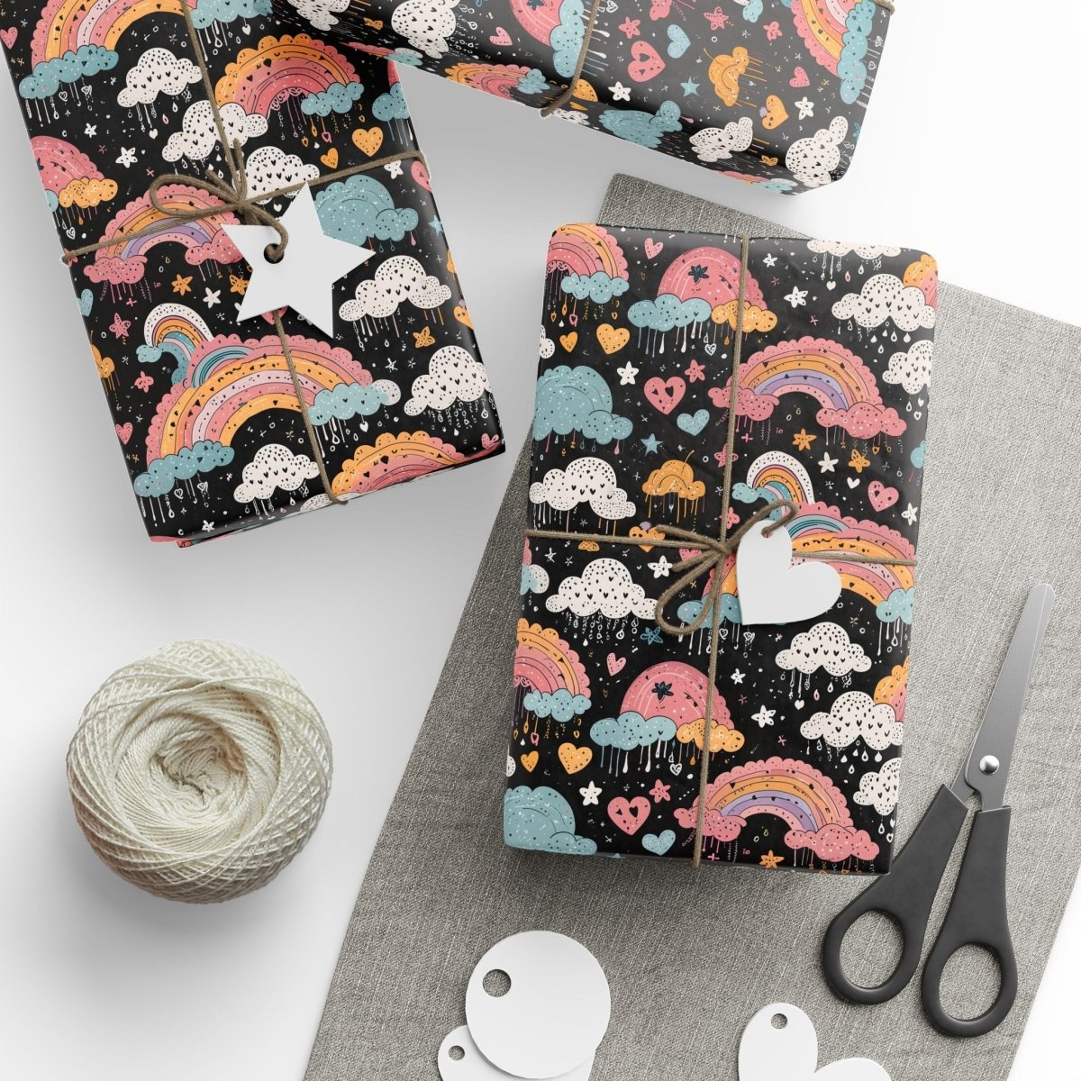 Midnight Rainbows – Whimsical Cosmic Wrapping Paper