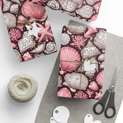 Pink Seashell Beach Theme Wrapping Paper