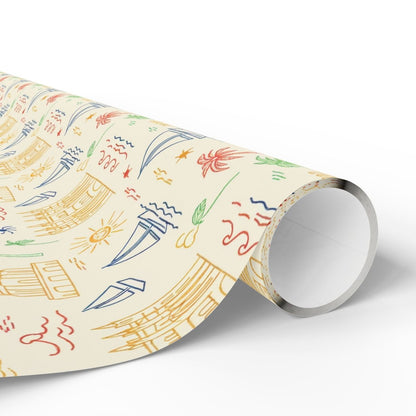 Sunwashed Shores – Mediterranean Sketch Wrapping Paper