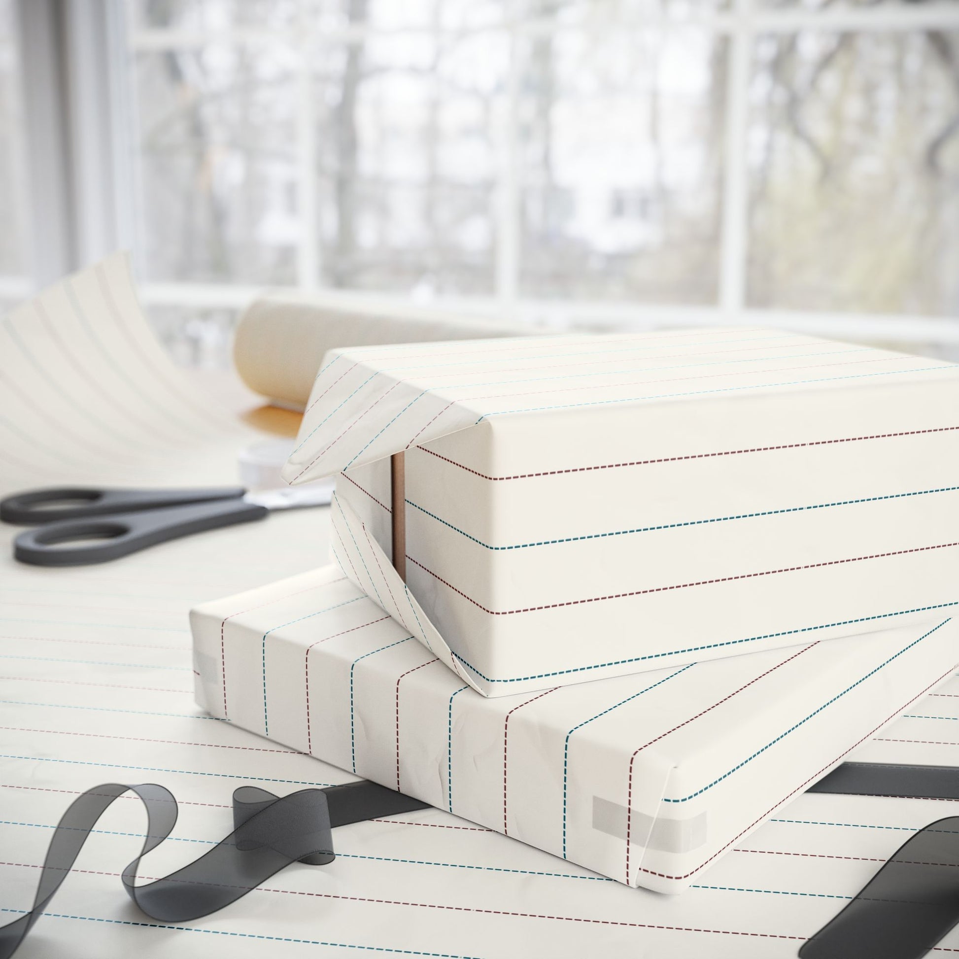 Elegant Stripe Wrapping Paper (cream, red, blue)