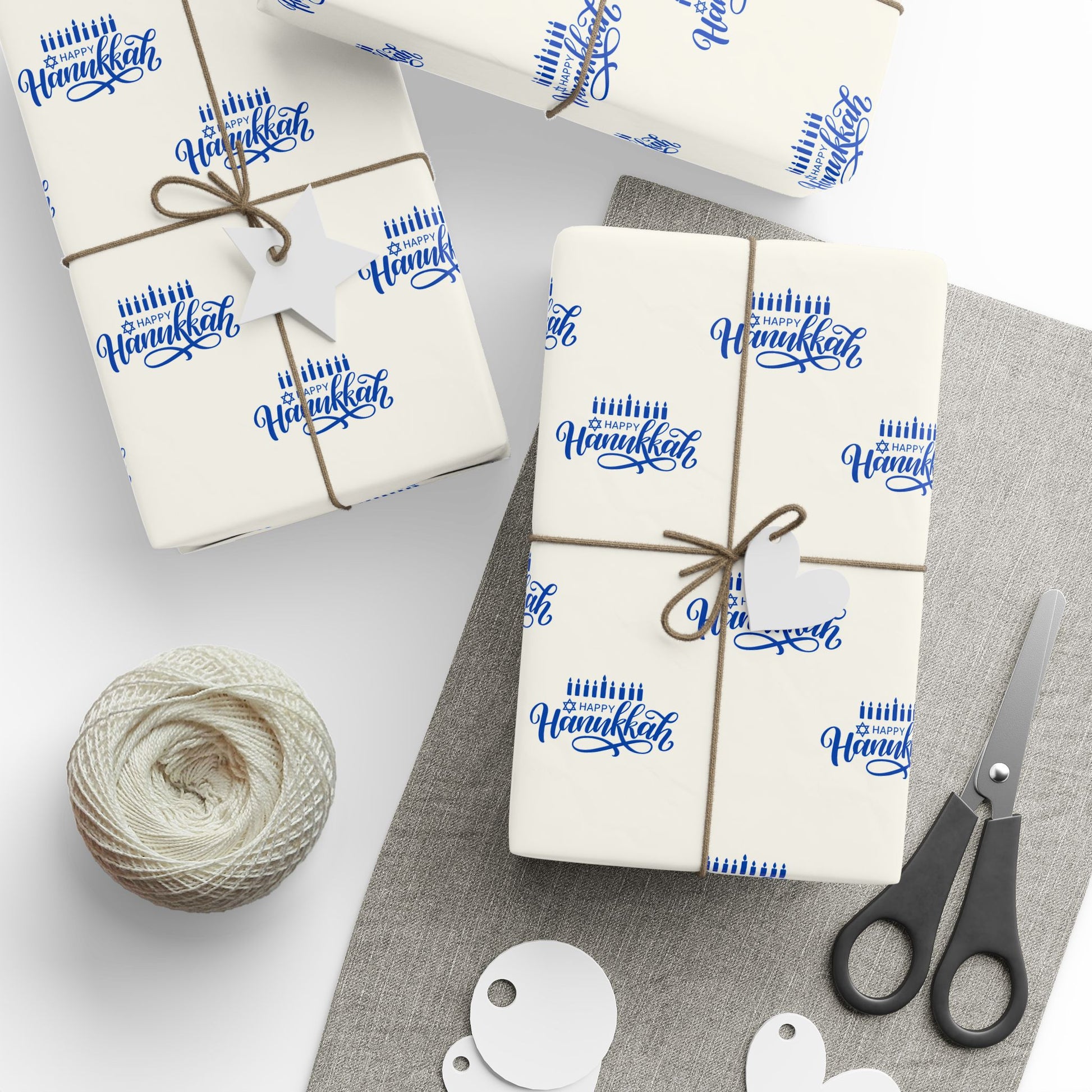 Hanukkah Blue and White Candle Wrapping Papers