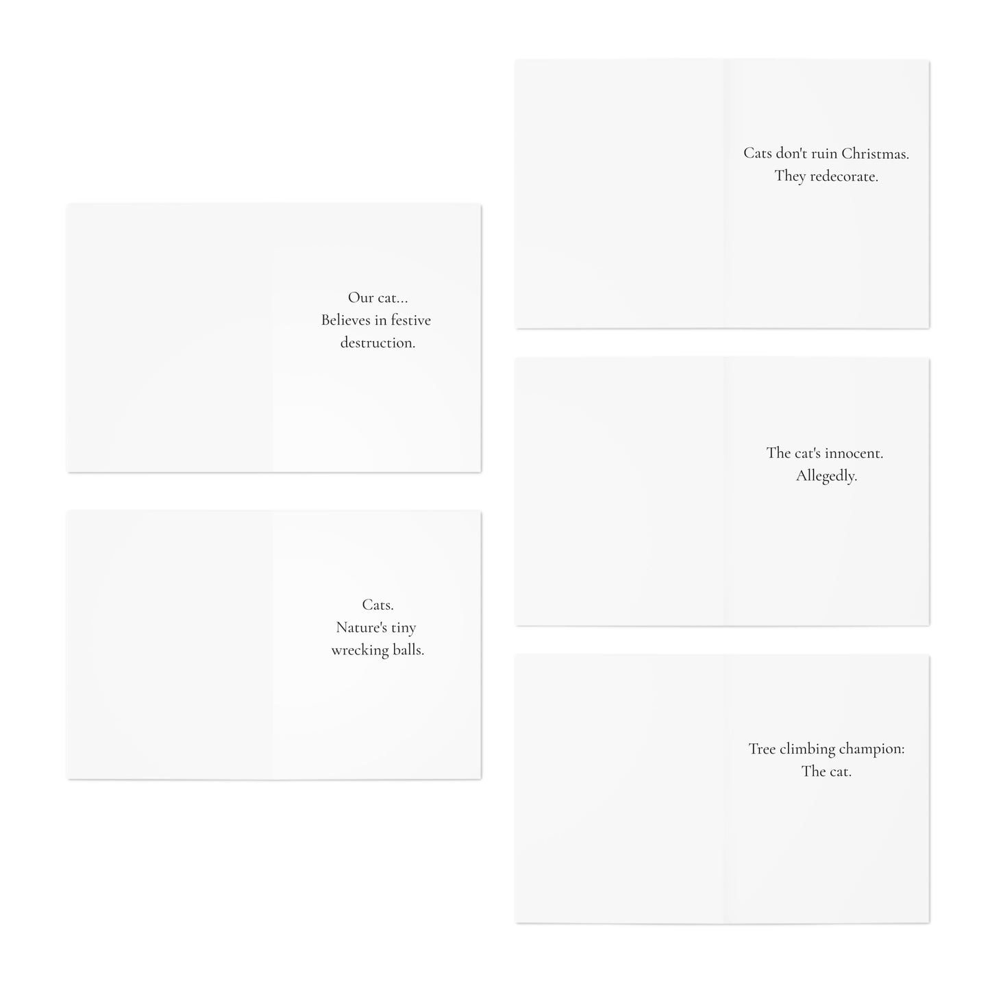 Funny Christmas (Cats - Set 3) Greeting Card Pack | Set of 5 Holiday Cards | Cute & Cheeky Christmas Cards