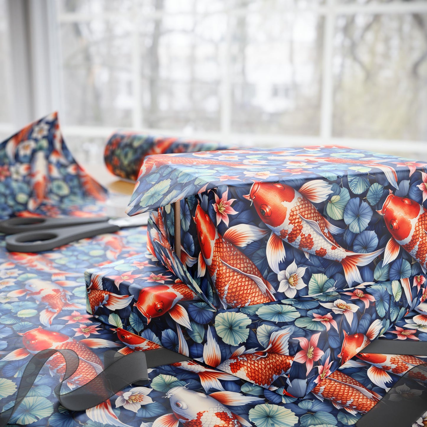 Koi Wrapping Paper – Elegant Blue Koi Fish Gift Paper for Every Occasion