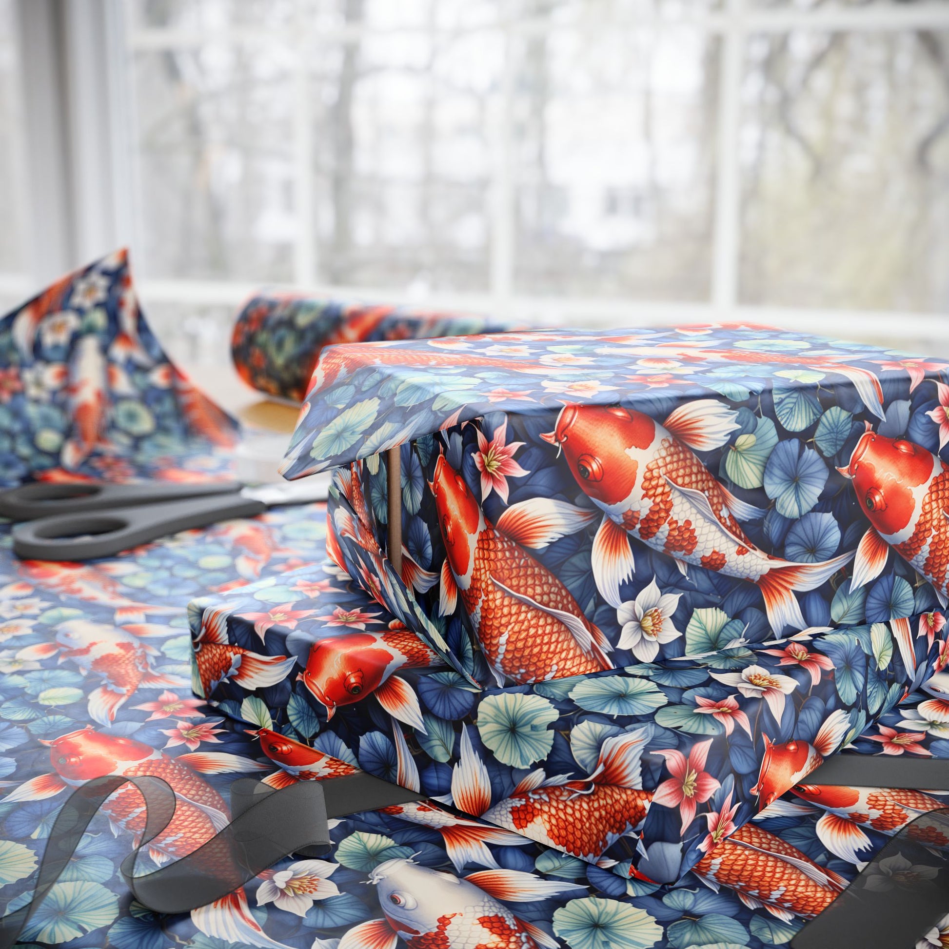 Koi Wrapping Paper – Elegant Blue Koi Fish Gift Paper for Every Occasion