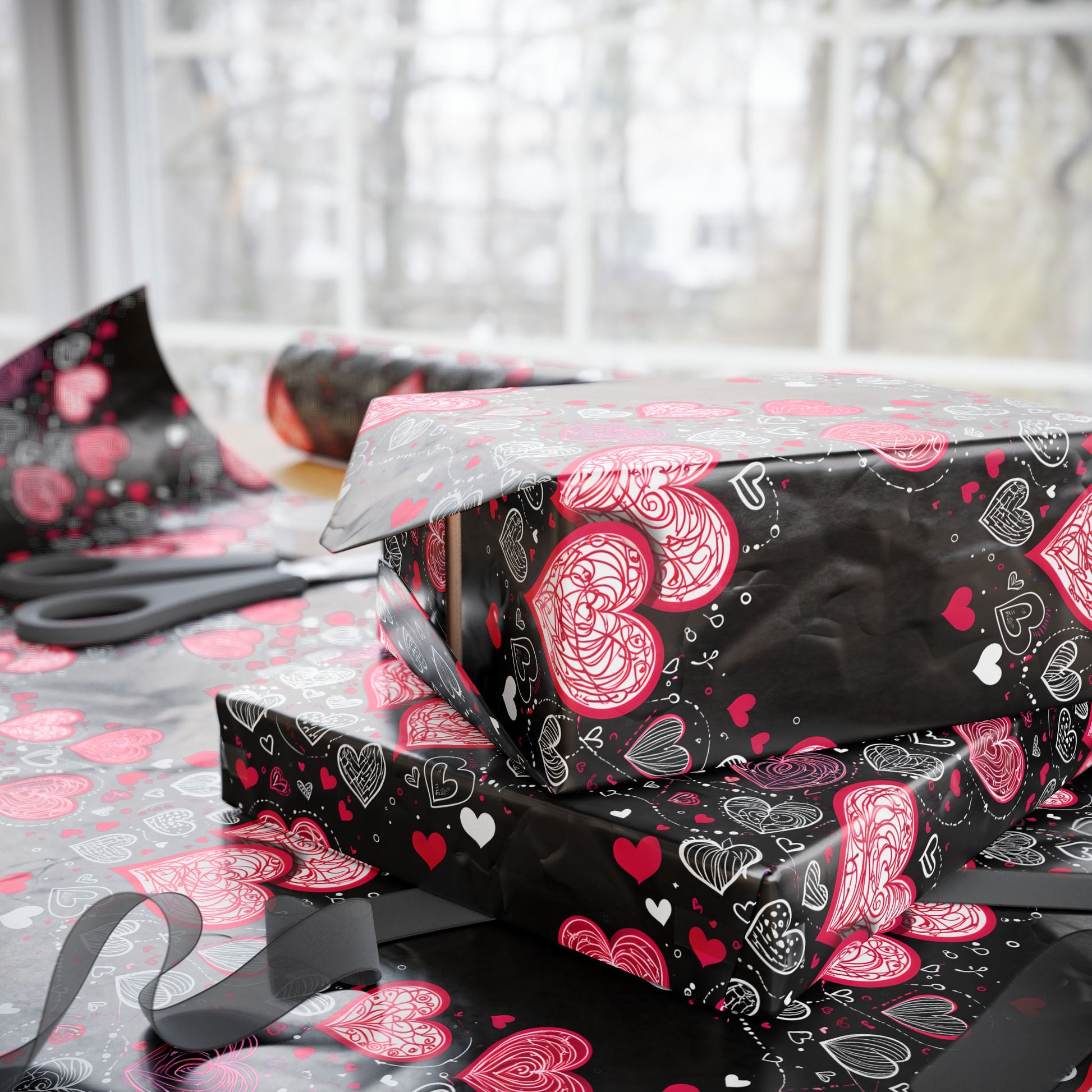 Romantic Hearts Wrapping Paper