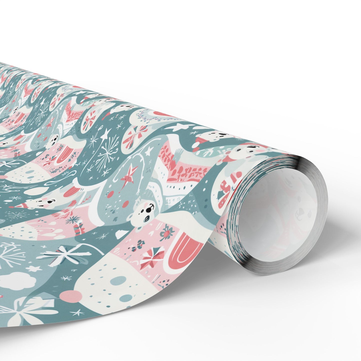 Icy Paws & Peppermint Igloos – Arctic Wonderland Wrapping Paper