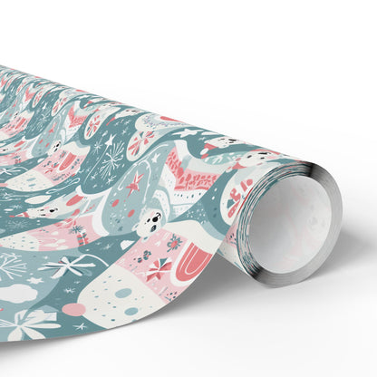 Icy Paws & Peppermint Igloos – Arctic Wonderland Wrapping Paper