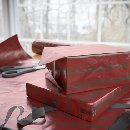 Elegant Red and Green Striped Holiday Wrapping Paper