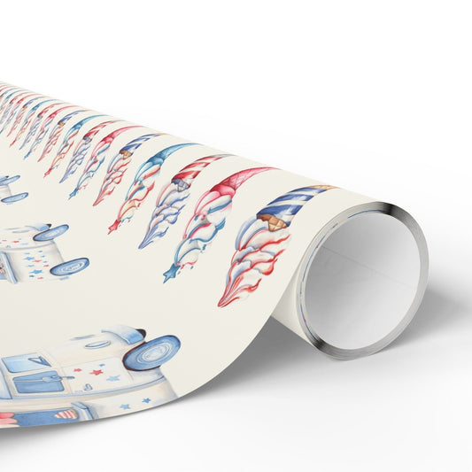 Vintage Ice Cream 4th of July Truck Wrapping Paper