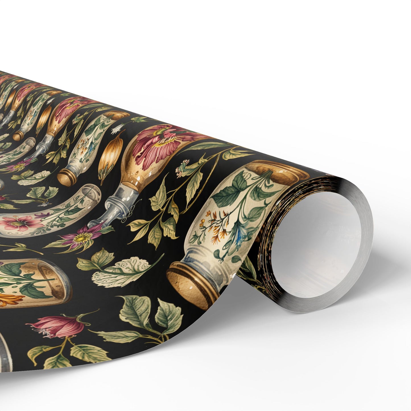 Wrapping Papers - Chic Apothecary Floral Vintage Glass Jar Pattern