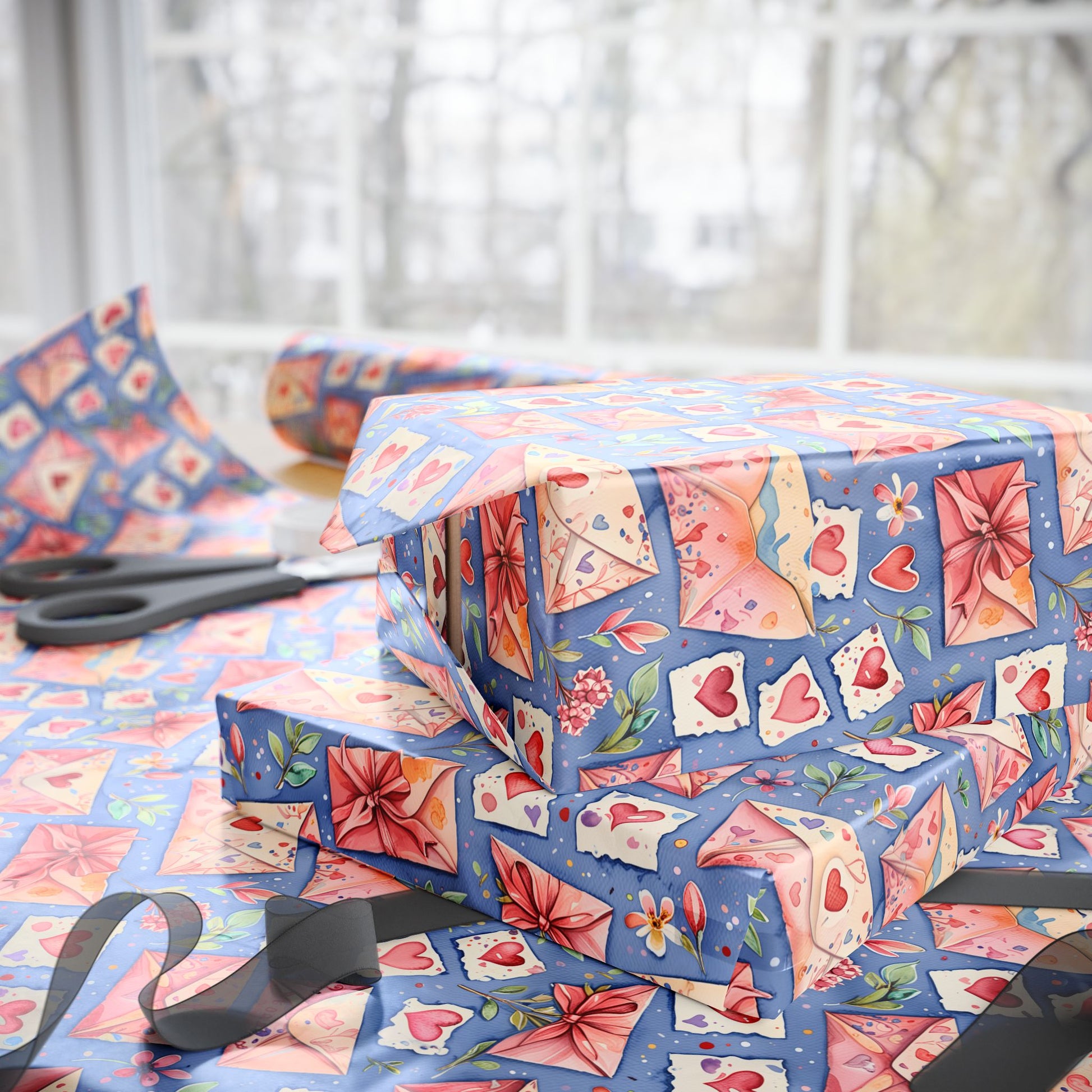 Valentine’s Day Hearts and Letter Wrapping Paper