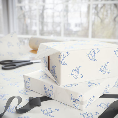 Blue Line Drawing Chicken Wrapping Papers