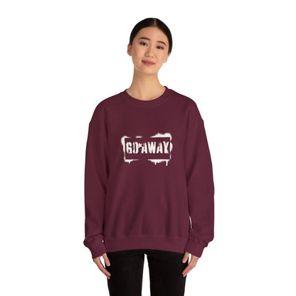 Crewneck Sweatshirt - 'Go Away' Stencil Graphic Cozy Pullover