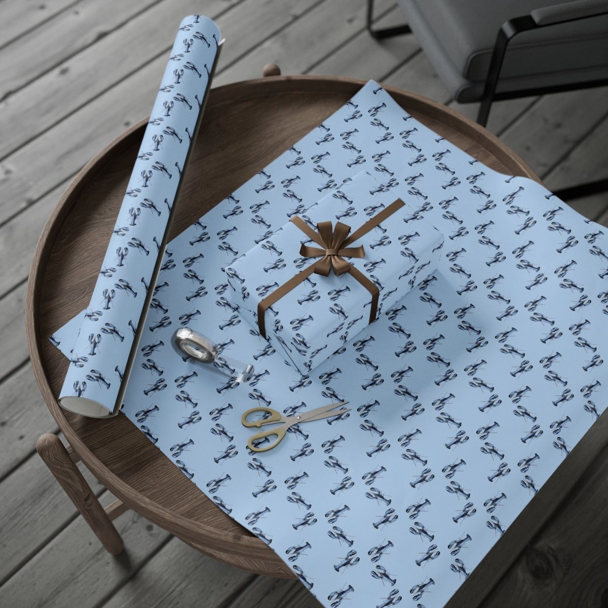 Chic Pink Blue Lobster Wrapping Paper