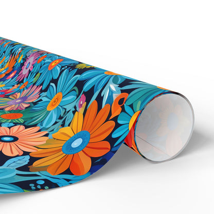 Botanical Colorful Flowers Gift Wrap Roll for Birthday