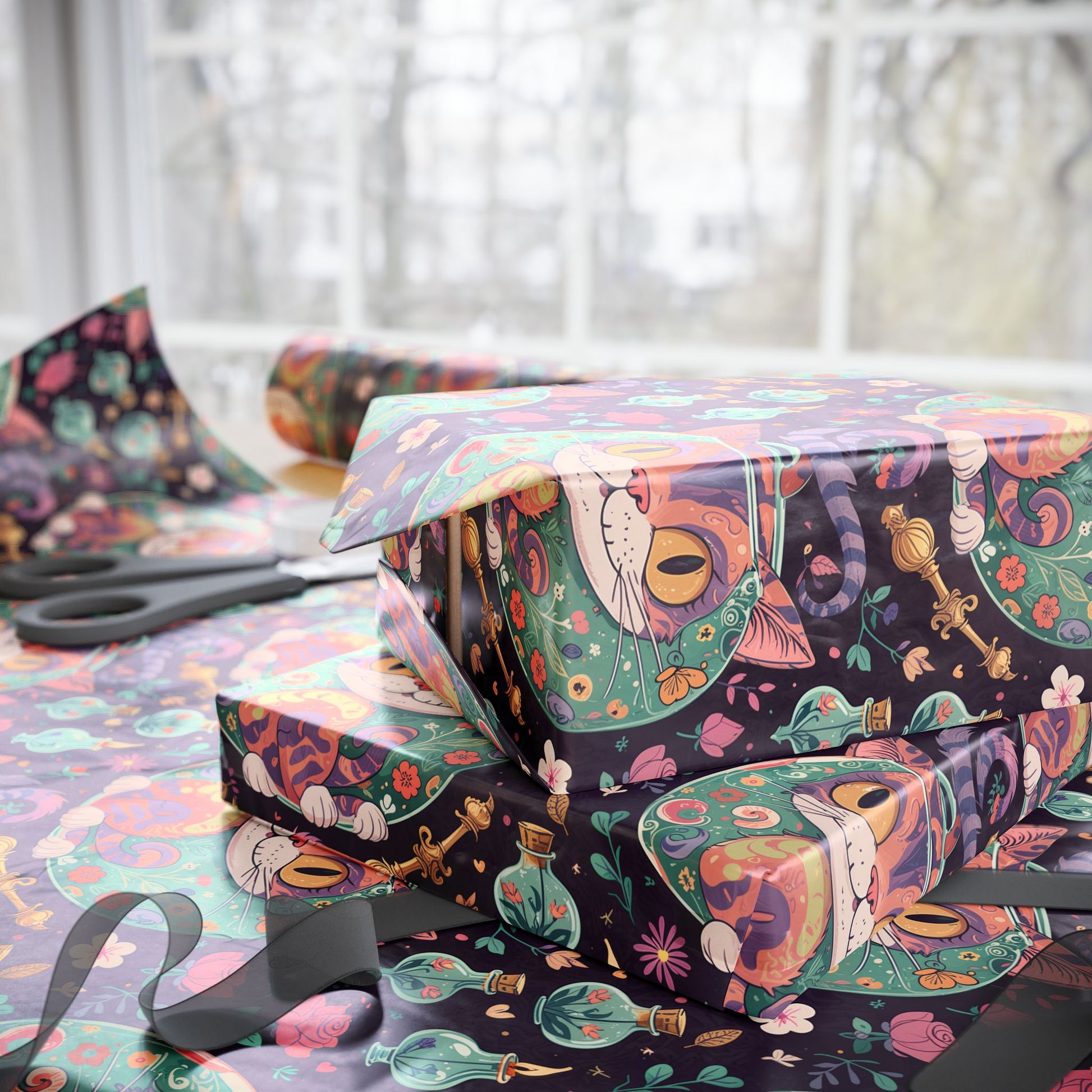 Funky Cheshire Cat Design for Gift Wrapping