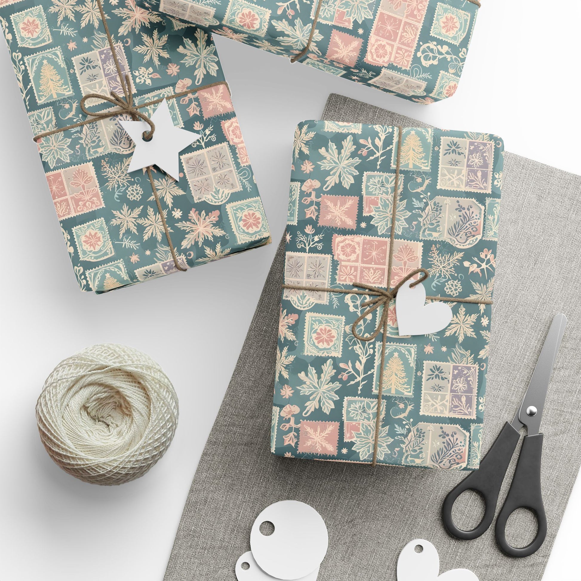 Frosted Post – Vintage Winter Stamp Wrapping Paper