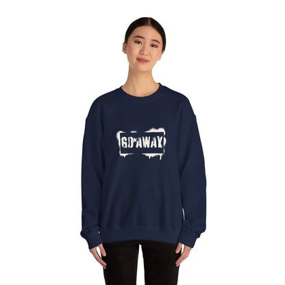 Crewneck Sweatshirt - 'Go Away' Stencil Graphic Cozy Pullover
