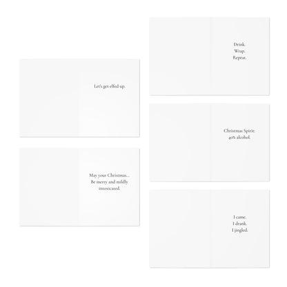 Funny Christmas (Alcohol Related) Greeting Card Pack | Set of 5 Holiday Cards | Cute & Cheeky Christmas Cards