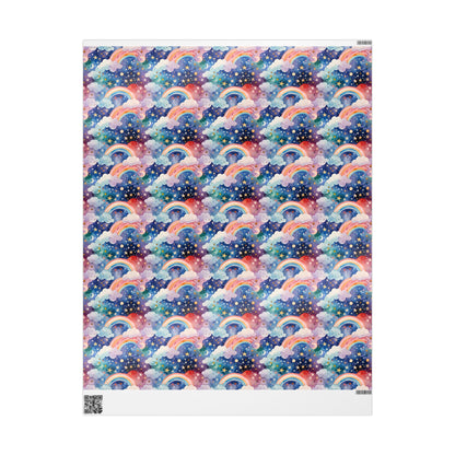 Celestial Rainbows – Whimsical Night Sky Wrapping Paper