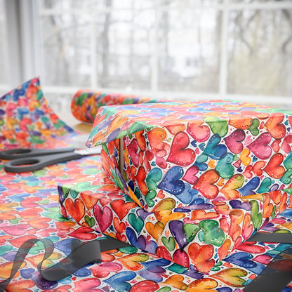 Vibrant Multicolor Heart Wrapping Paper Roll