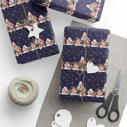 Silent Night, Snowy Light – Winter Village Wrapping Paper