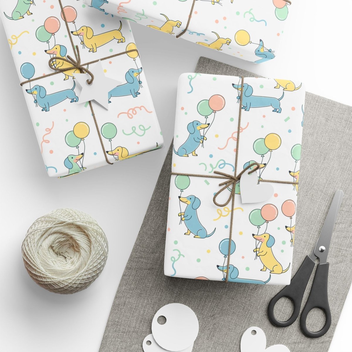 Up, Pup & Away – Balloon Dachshund Wrapping Paper