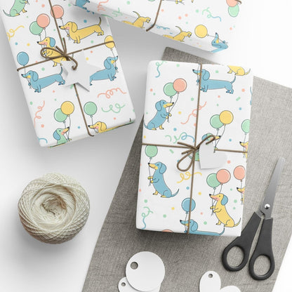 Up, Pup & Away – Balloon Dachshund Wrapping Paper