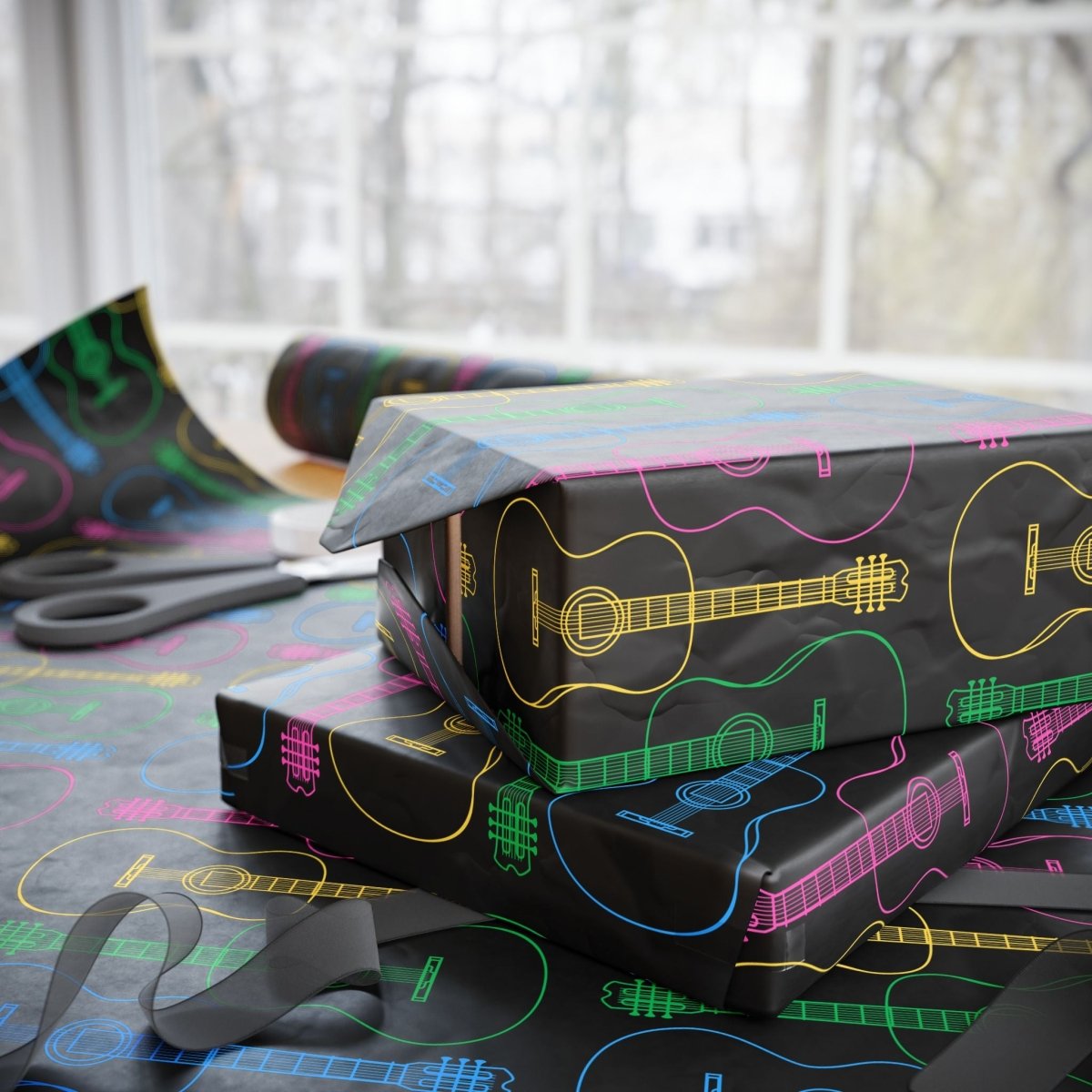 Wrapping Paper - Neon Guitar Design