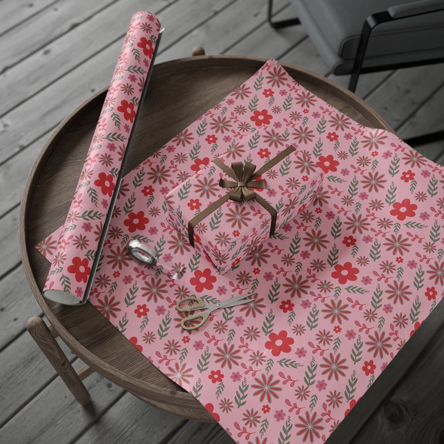 Pink Blossom Vintage Floral Wrapping Paper