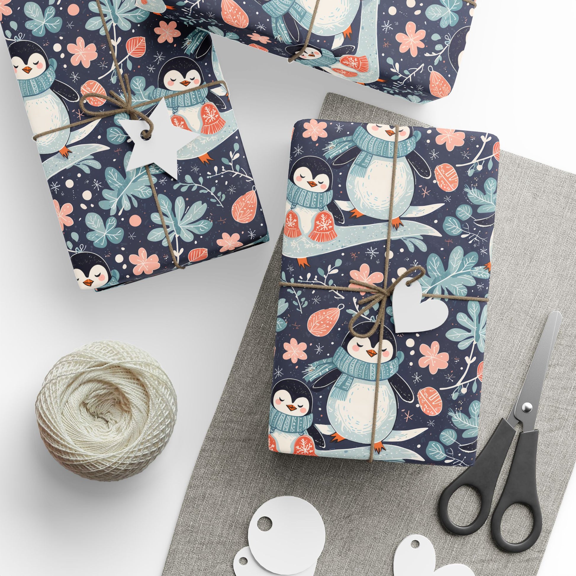 Penguin Dreams & Snowy Schemes – Soft Winter Wrapping Paper