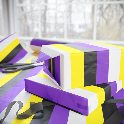 Non - Binary Yellow White Purple Black LGBTQ Gift Wrap