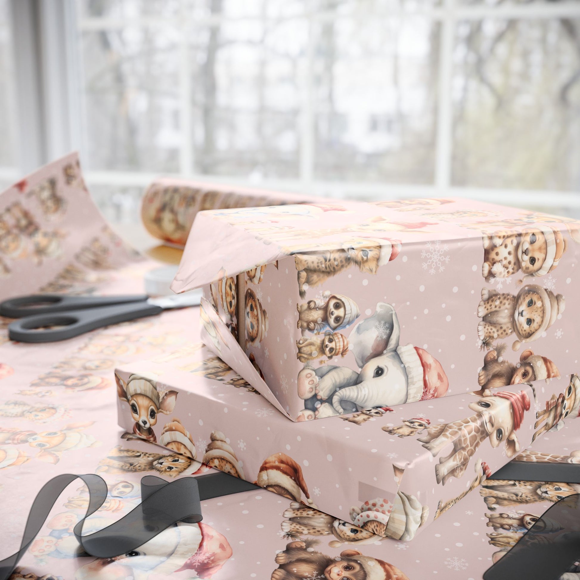 Cute Jungle Animals Winter Wear Gift Wrap