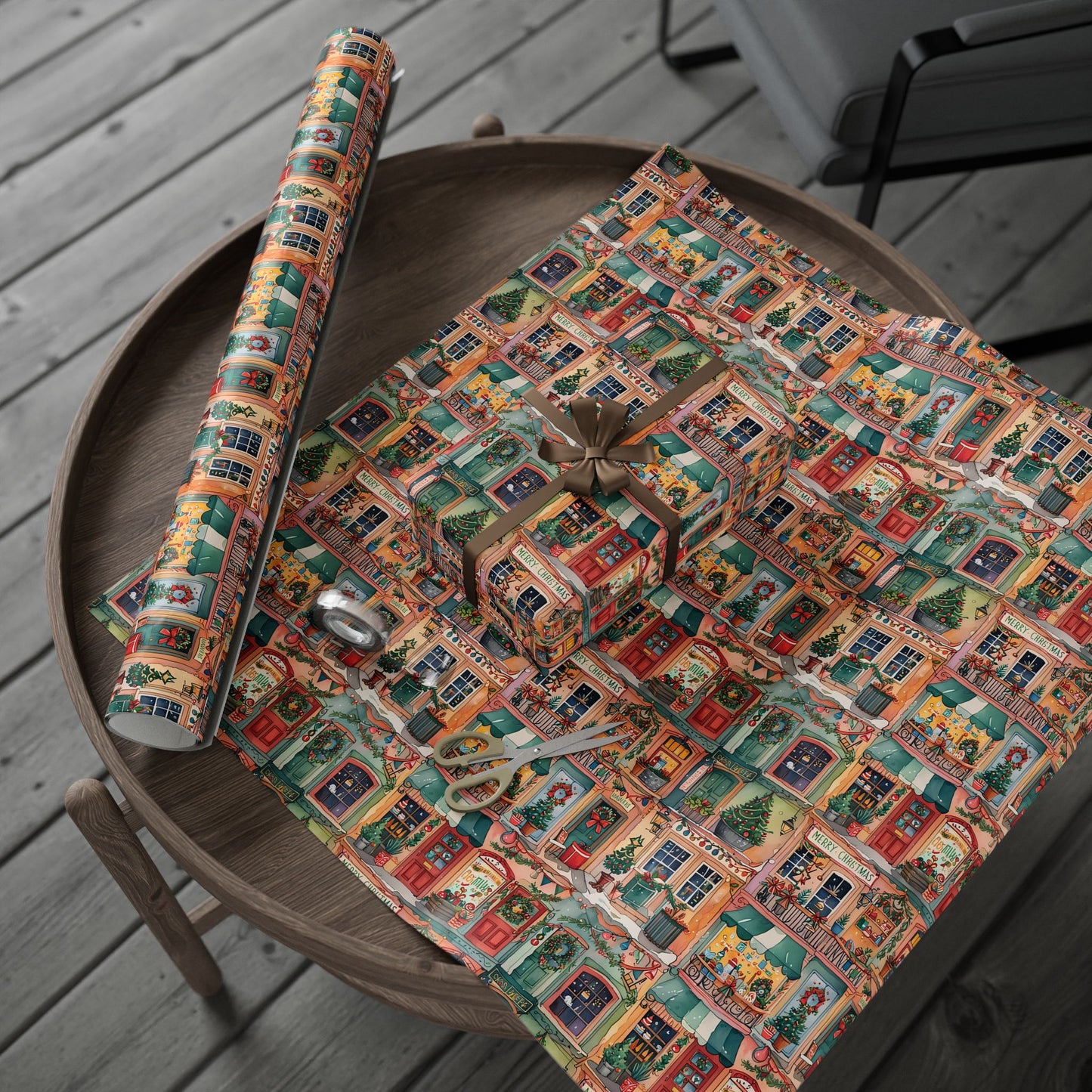 Festive Village Frenzy – Christmas Town Wrapping Paper