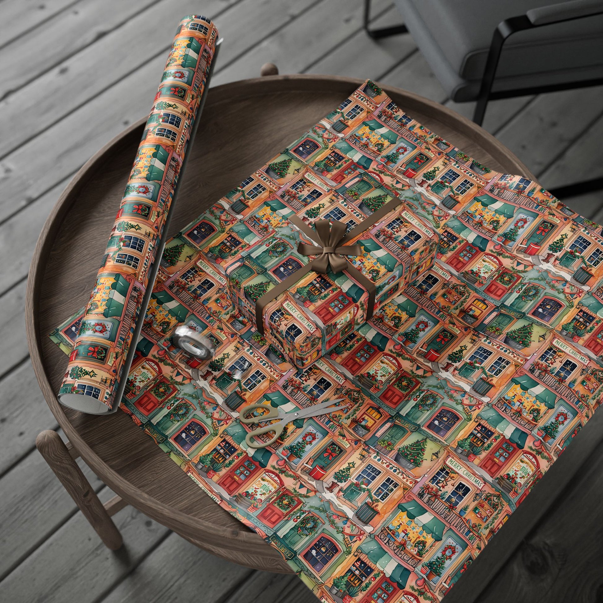 Festive Village Frenzy – Christmas Town Wrapping Paper