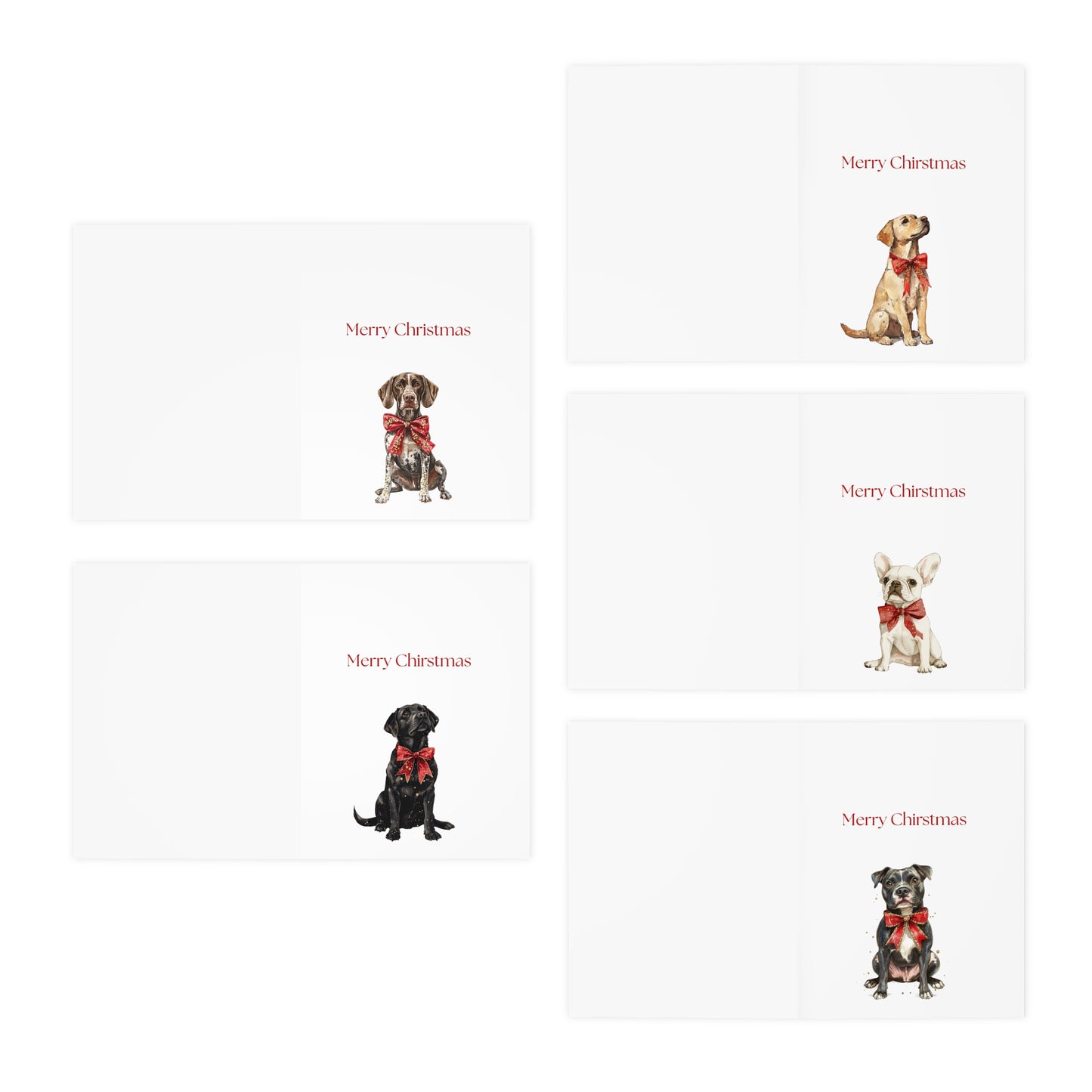Funny Christmas (Dogs - Set 2) Greeting Card Pack | Set of 5 Holiday Cards | Cute & Cheeky Christmas Cards