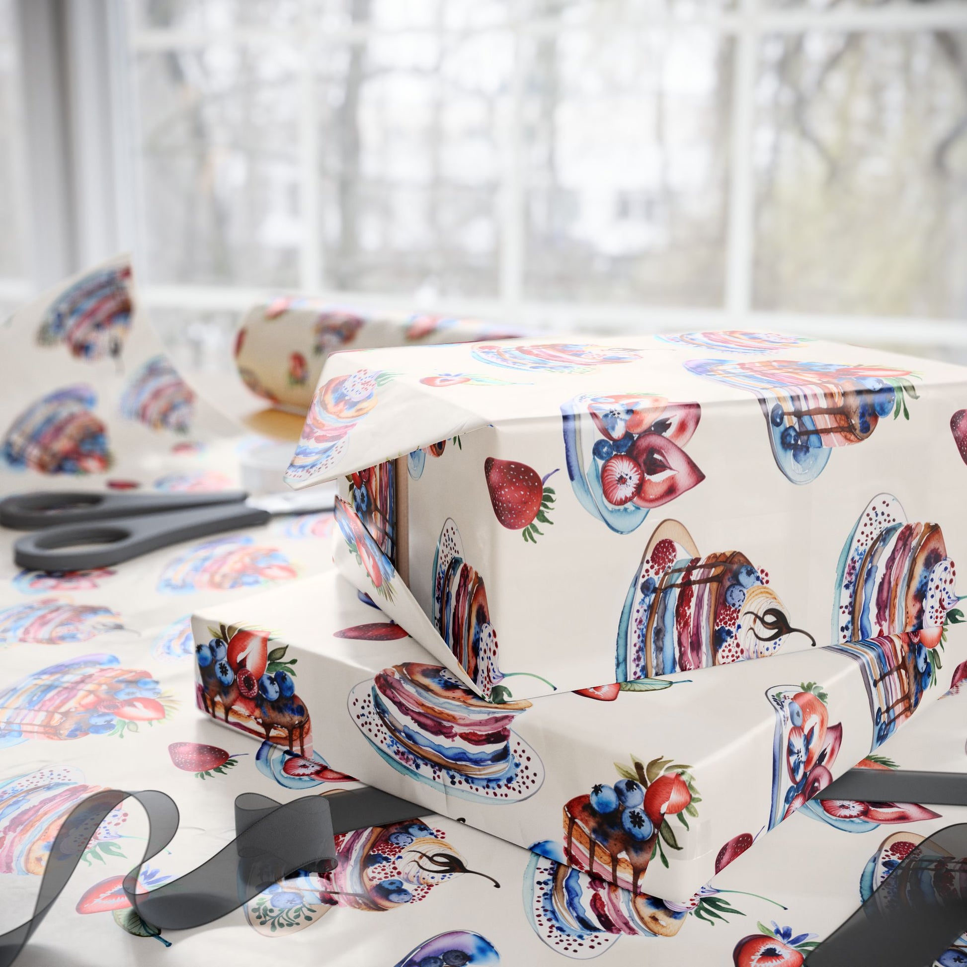 Stacks of Joy – Pancakes & Berries Wrapping Paper