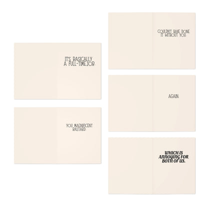 Snarky Thank You Greeting Card Set — 5-Pack Humorous Appreciation Cards (Cheers, Thanks for Saving My Arse, I Genuinely Appreciate It)