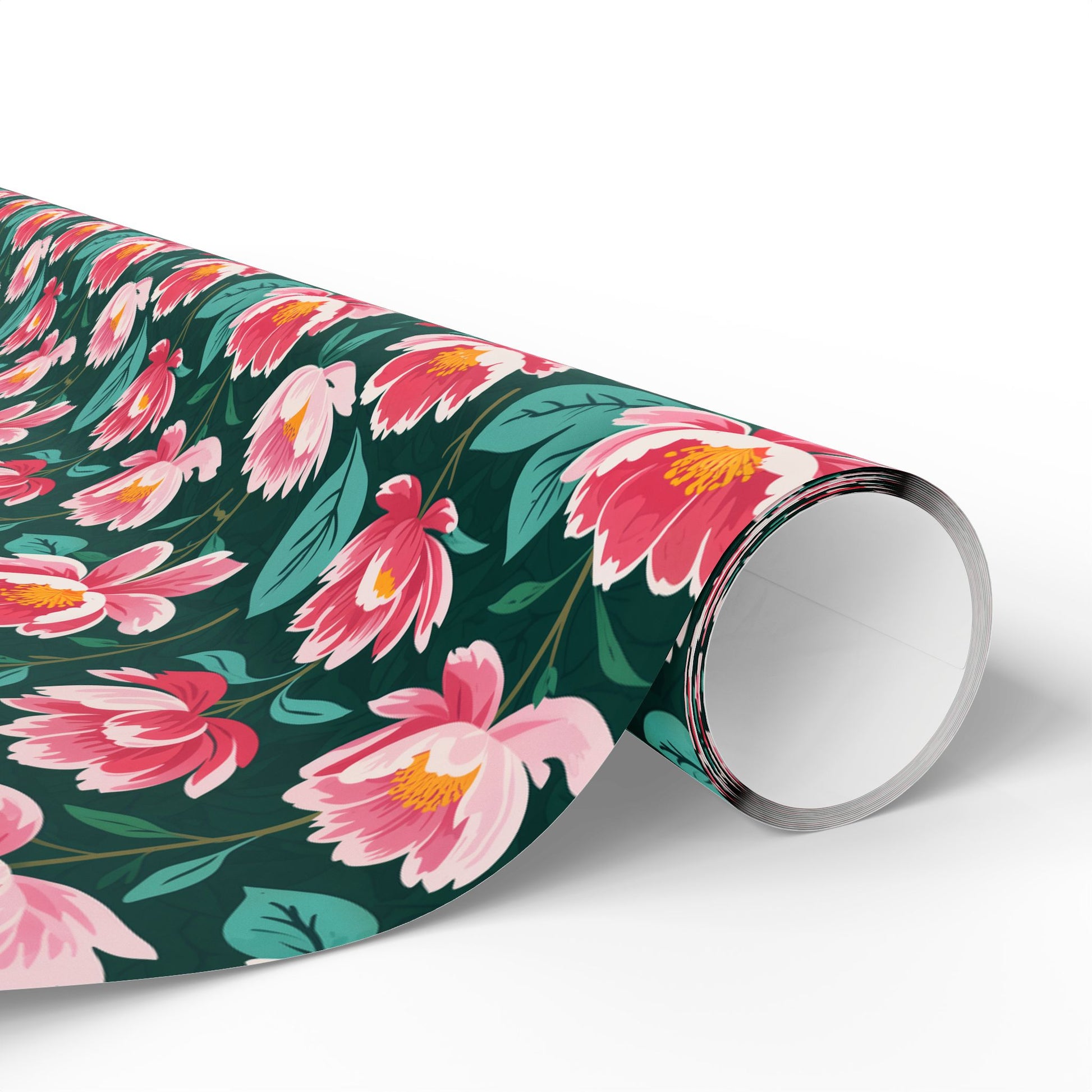 Pink & Green Floral Gift Wrapping Paper