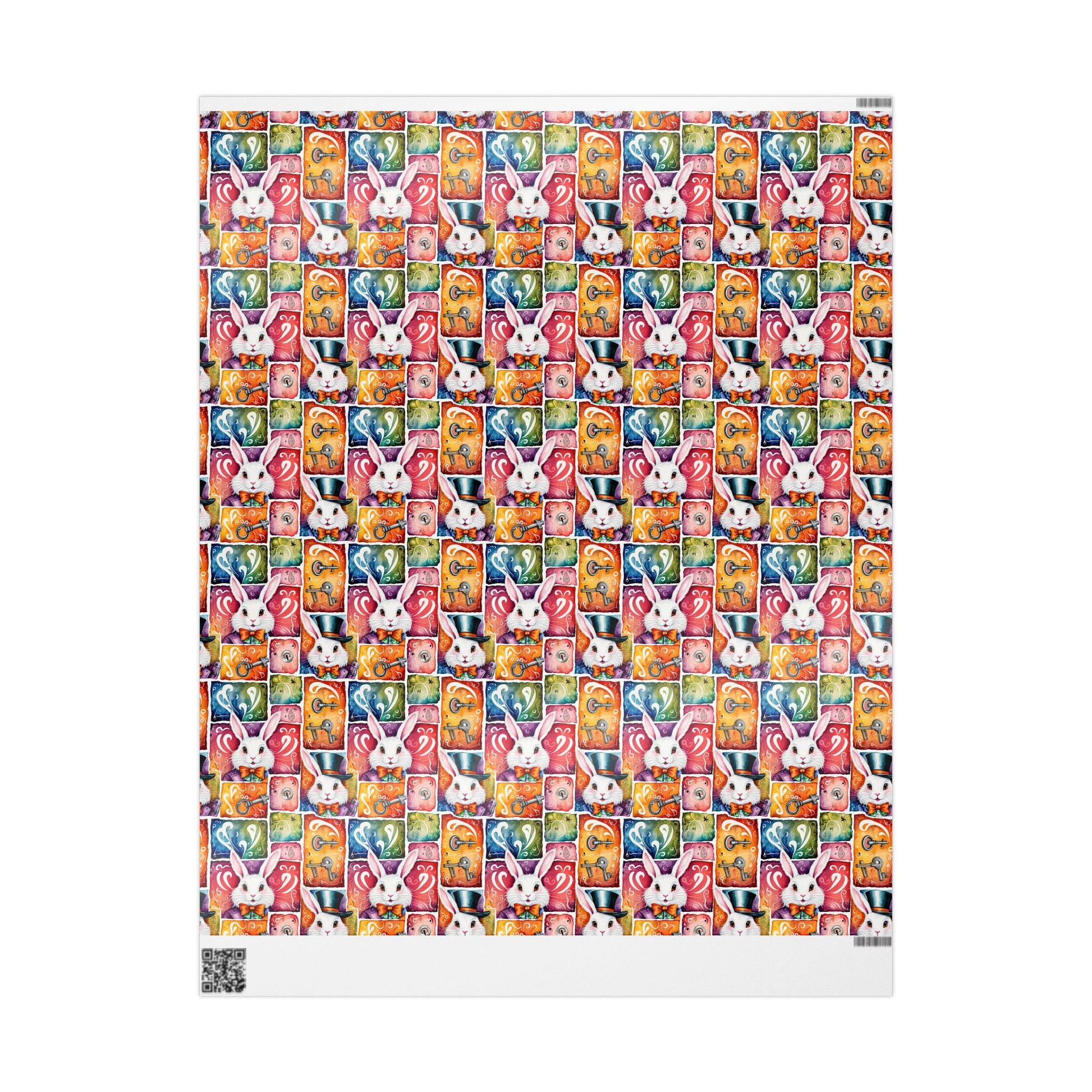 Alice in Wonderland Gift Wrap with Keys & Magic, Whimsical White Rabbit Wrapping Paper