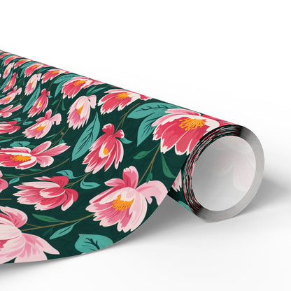 Pink & Green Floral Gift Wrapping Paper