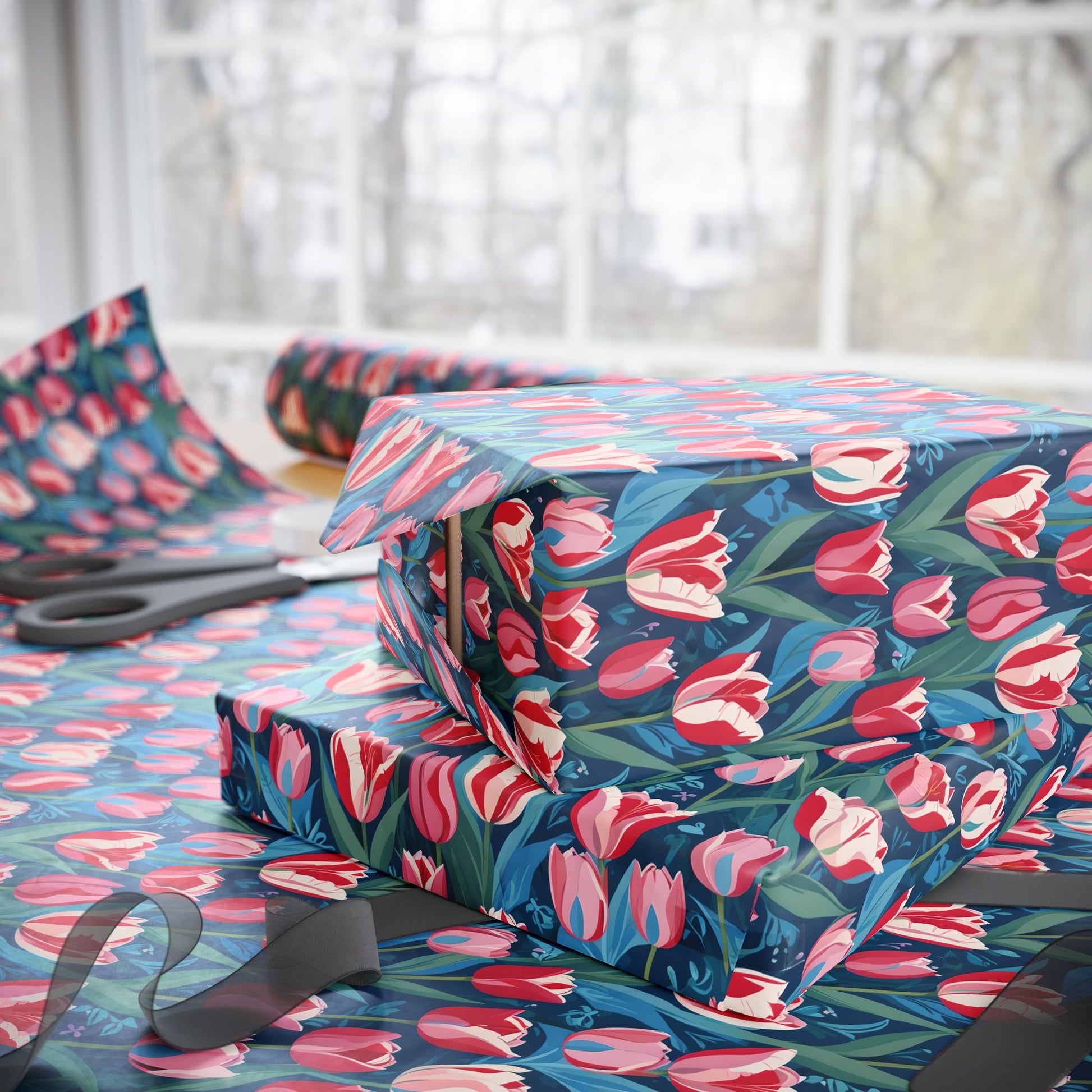 Vibrant Tulip Floral Wrapping Paper