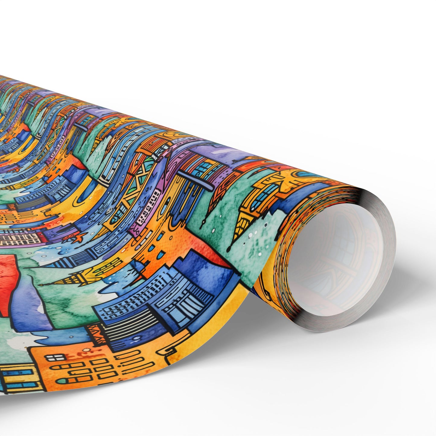 Vibrant Cityscape Wrapping Paper - Festive Gift Wrap