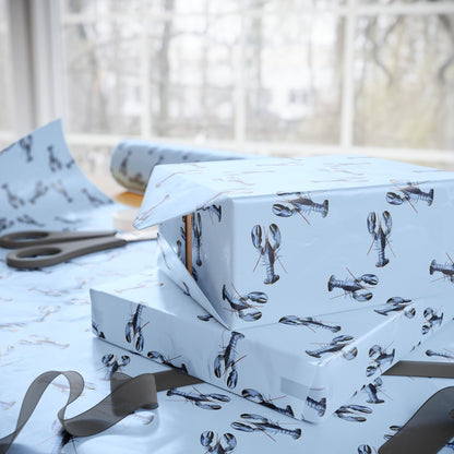 Chic Pink Blue Lobster Wrapping Paper