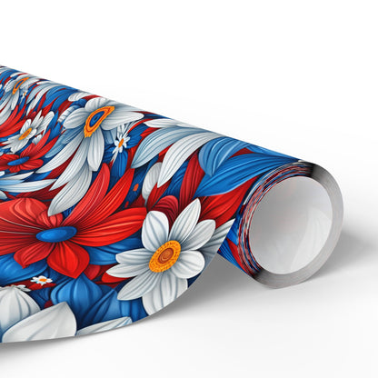 Red White Blue Daisy Floral Design