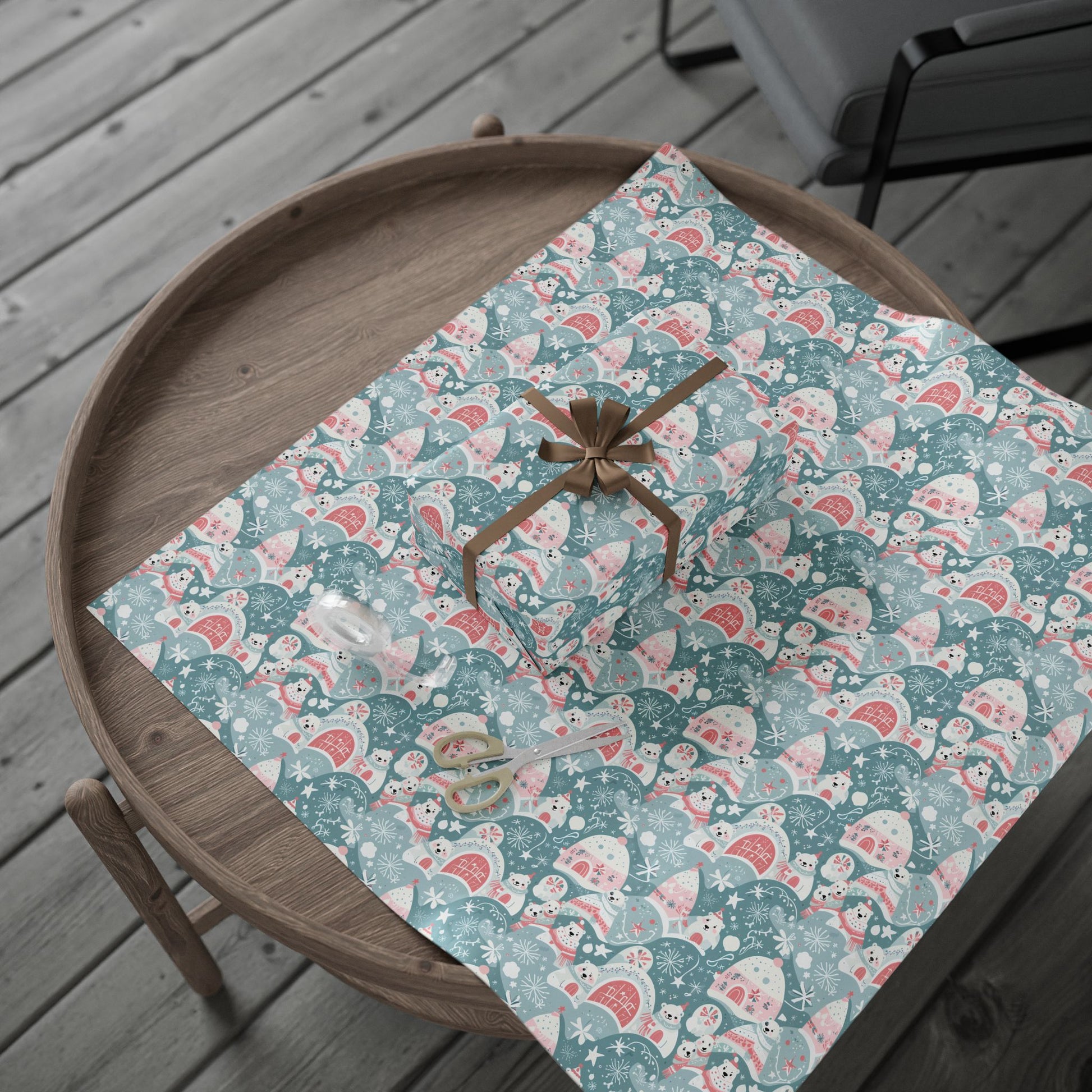 Icy Paws & Peppermint Igloos – Arctic Wonderland Wrapping Paper