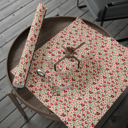 Orange Floral & Heart Wrapping Paper