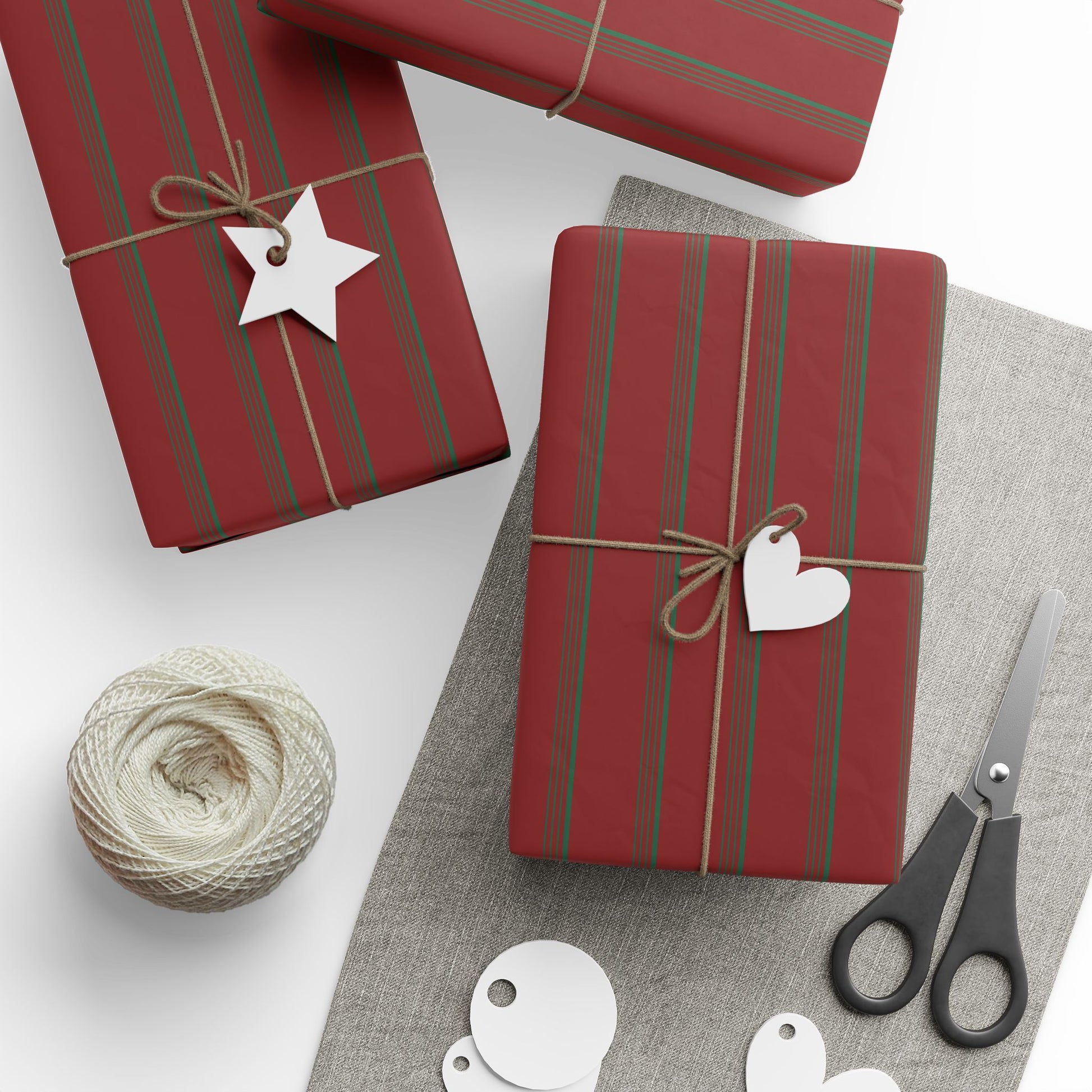 Elegant Red and Green Striped Holiday Wrapping Paper