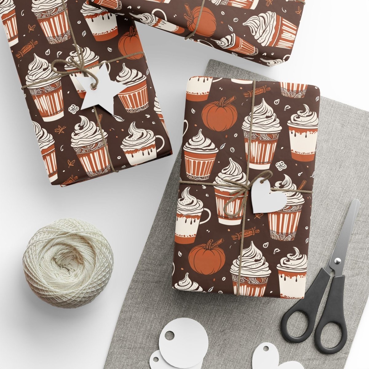 Spiced & Wrapped – Pumpkin Latte Wrapping Paper